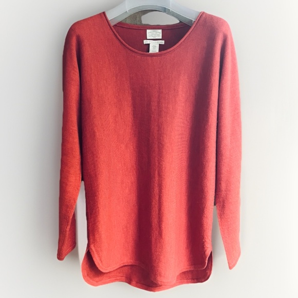 Telluride 💯 Extrafine Merino Wool Terracotta Sweater Boat Neck High Low Size M - Picture 1 of 15
